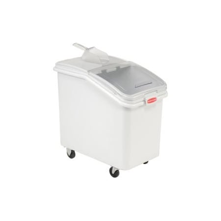 Rubbermaid Commercial Rubbermaid 3603-88 4.1 Cu. Ft Plastic Bin Truck with Clear Lid & Scoop FG360388WHT